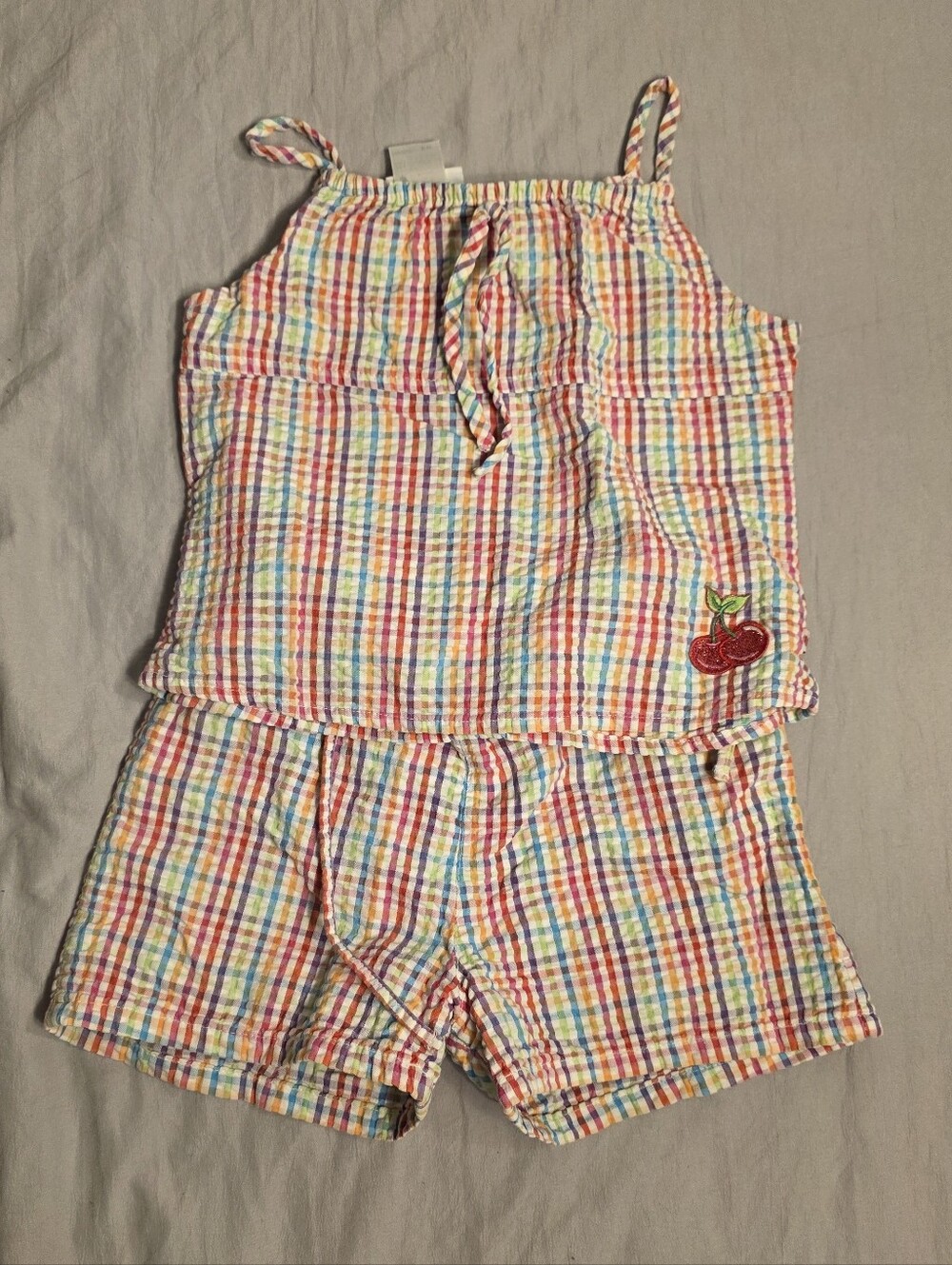 Vintage OshKosh 2000s Rainbow Gingham Matching Set